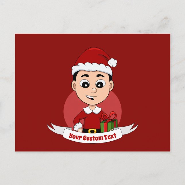 Cute Christmas boy with black hair Postcard (Front)