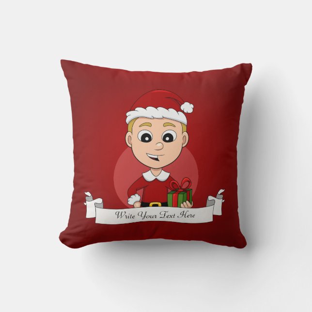 Cute Christmas boy with blonde hair Cushion (Front)