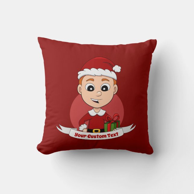 Cute Christmas boy with ginger hair Cushion (Front)