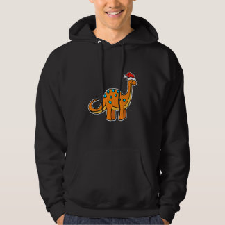 Cute Christmas Brachiosaurus Dinosaur With A Santa Hoodie