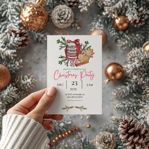 Cute Christmas Bright Holiday Party Christmas Bake Invitation