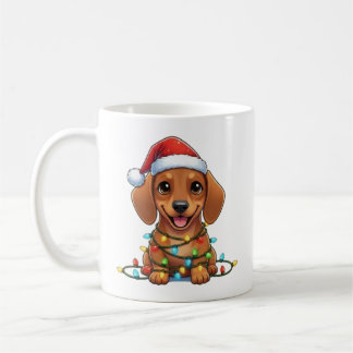 Cute Christmas Brown Dachshund Mug