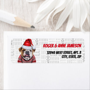 Cute Christmas Bulldog in a Scarf Return Address Label