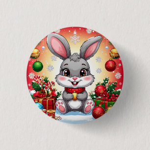 Cute Christmas Bunny 3 Cm Round Badge