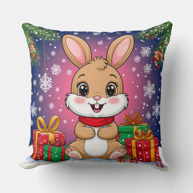 Cute Christmas Bunny Cushion (Front)