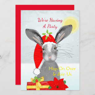 Cute christmas Bunny Rabbit Peronalized Invitation