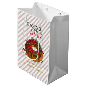 Cute Christmas Cake Striped Medium Gift Bag