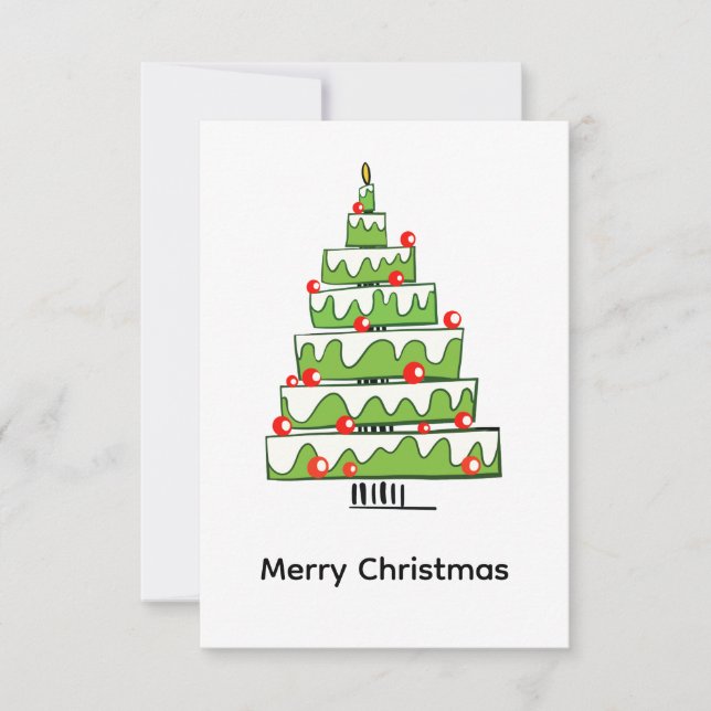 Cute Christmas Cake Tree  – Minimal Holiday  Thank You Card (Front)