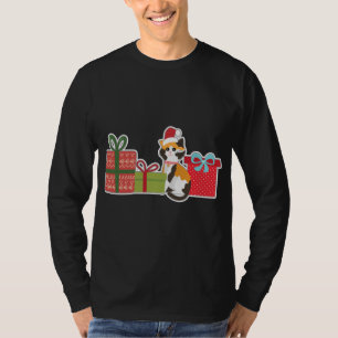Cute Christmas Calico Cat with Santa Hat - Pet Cal T-Shirt