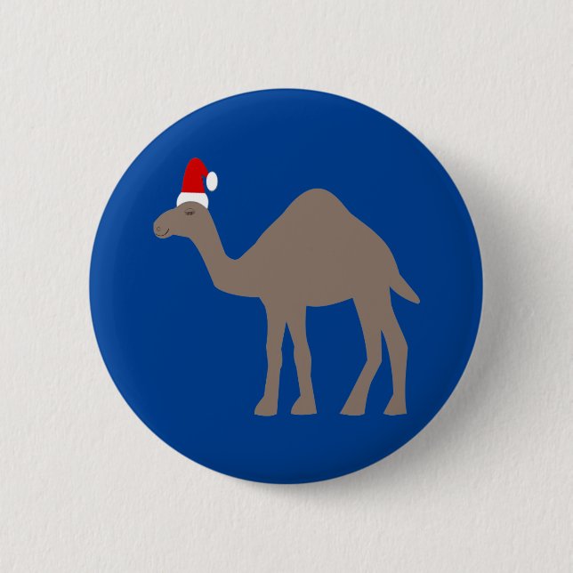 Cute Christmas Camel 6 Cm Round Badge (Front)