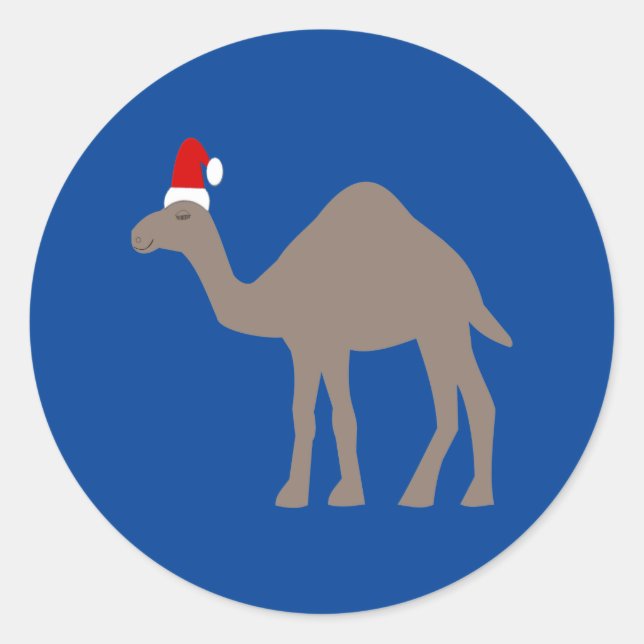 Cute Christmas Camel Classic Round Sticker (Front)