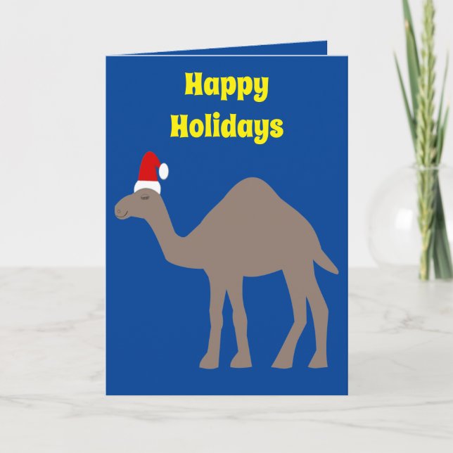 Cute Christmas Camel Custom Card (Front)