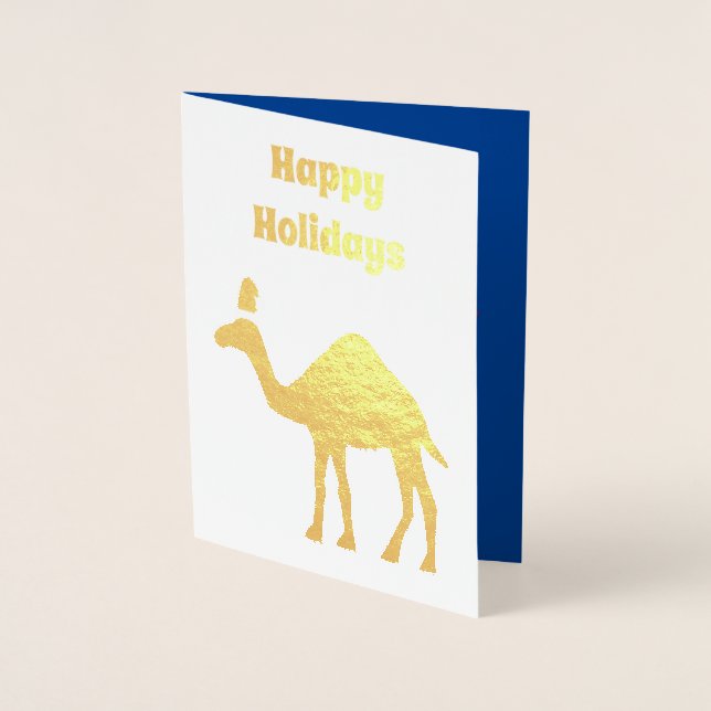 Cute Christmas Camel Custom Foil Card (Front)