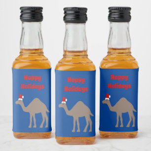 Cute Christmas Camel Custom Liquor Bottle Label