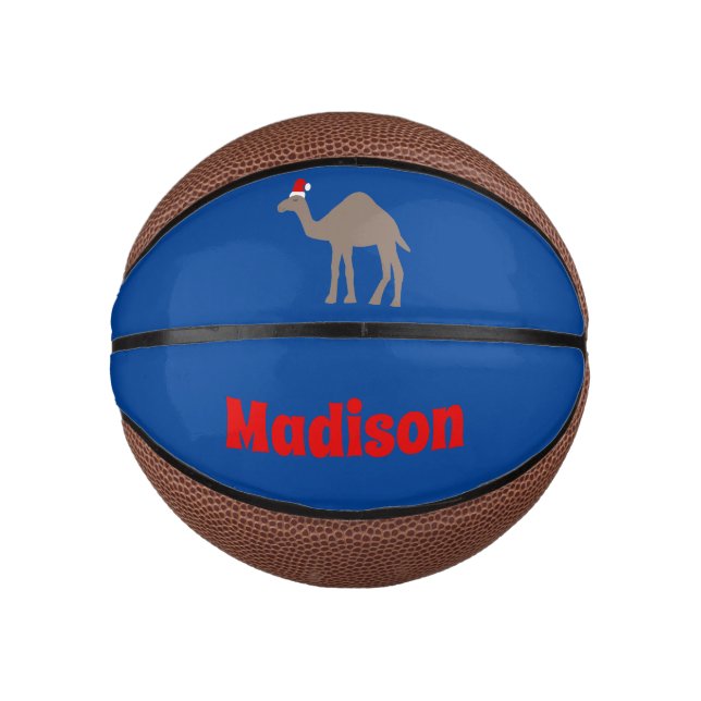 Cute Christmas Camel Custom Name Mini Basketball (Front)