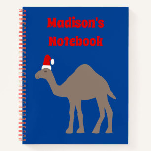 Cute Christmas Camel Custom Name Notebook