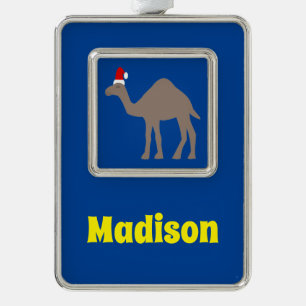 Cute Christmas Camel Custom Name Silver Plated Framed Ornament