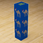 Cute Christmas Camel Custom Wine Box<br><div class="desc">This awesome Christmas wine gift box features a digital art image of a cute sandy brown coloured Dromedary Camel with beautiful long eyelashes and a single hump on its back. The camel is dressed ready for celebrating Christmas with a red and white Santa hat on its head. The camel features...</div>