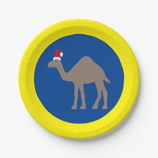 Cute Christmas Camel Paper Plate (Front)
