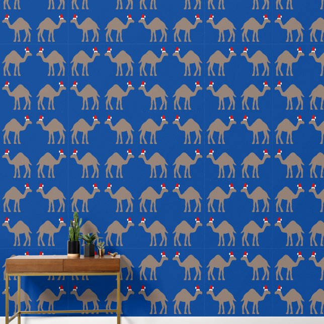 Cute Christmas Camel Patterned Wallpaper (Hallway)