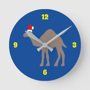 Cute Christmas Camel Round Clock