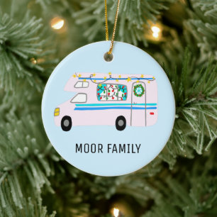 Cute Christmas Camper RV Holiday CUSTOM Ceramic Ornament