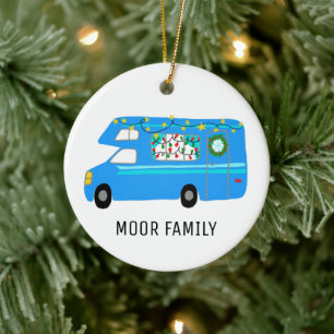Cute Christmas Camper RV Holiday CUSTOM Ceramic Ornament