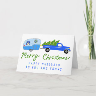 Cute Christmas Camper Truck Trailer Vintage RV Card