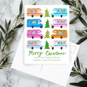 Cute Christmas Camper Vintage Motorhomes RV Xmas Postcard