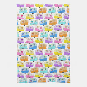 Cute Christmas Camper Vintage Trailers RV Xmas Tea Towel