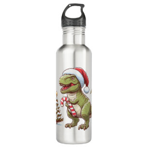 Cute Christmas candy cane dinosaur 710 Ml Water Bottle