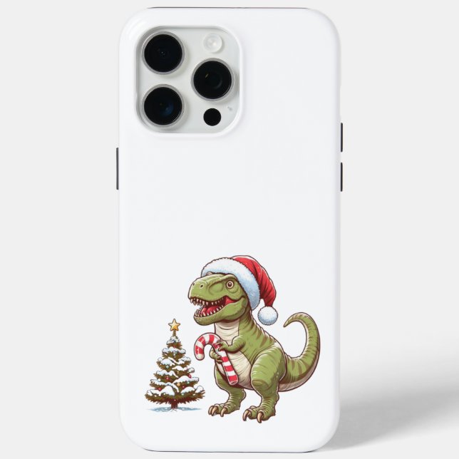 Cute Christmas candy cane dinosaur Case-Mate iPhone Case (Back)