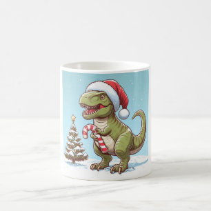 Cute Christmas candy cane dinosaur Coffee Mug
