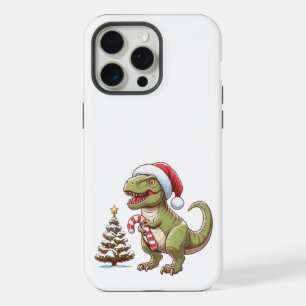 Cute Christmas candy cane dinosaur iPhone 15 Pro Max Case