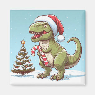 Cute Christmas candy cane dinosaur Magnet
