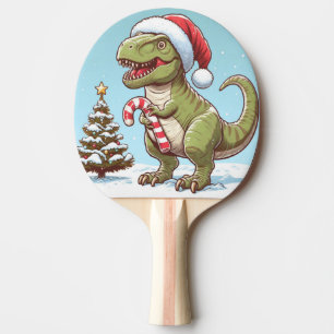 Cute Christmas candy cane dinosaur Ping Pong Paddle
