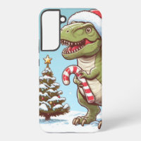 Cute Christmas candy cane dinosaur