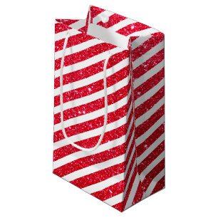 Cute Christmas Candy Cane Glitter Stripped Pattern Small Gift Bag