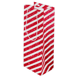 Cute Christmas Candy Cane Glitter Stripped Pattern Wine Gift Bag