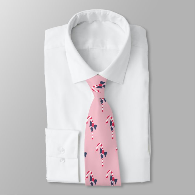Cute Christmas Candy Cane Repeat Pattern Tie (Tied)