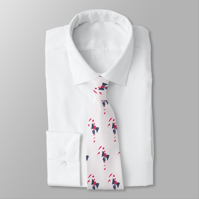 Cute Christmas Candy Cane Repeat Pattern Tie (Tied)