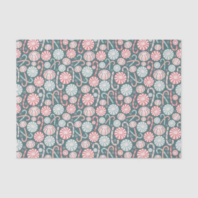 Cute Christmas Candy Canes Abstract Pattern Tissue Paper (Front)