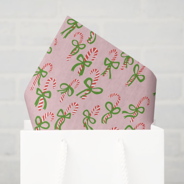 Cute Christmas Candy Canes Xmas Holiday Gift Tissue Paper (Gift Bag)