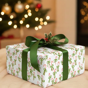 Cute Christmas Candy Canes Xmas Holiday Hand-drawn Wrapping Paper Sheet