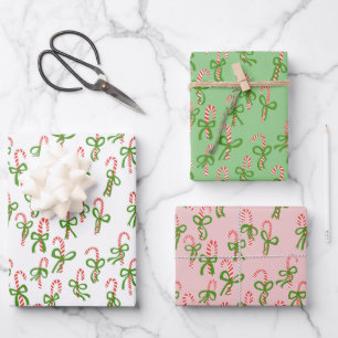 Cute Christmas Candy Canes Xmas Holiday Variety Wrapping Paper Sheet