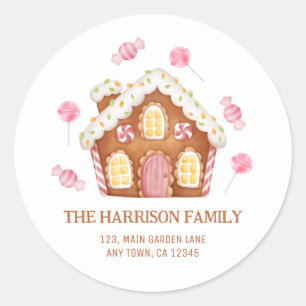 Cute Christmas Candy House Address Sticker