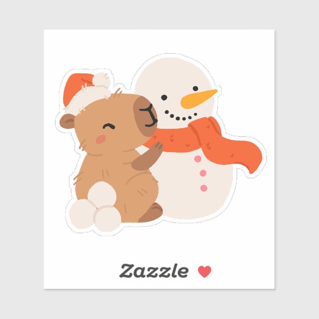 Cute Christmas Capybara and Snowman (Sheet)