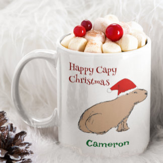 Cute Christmas Capybara Animal Santa Hat Coffee Mug