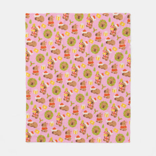 Cute Christmas Capybara Fleece Blanket