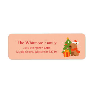 Cute Christmas Capybara Return Address Label